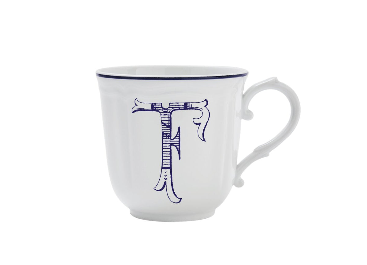 Ginori 1735 Corona Monogram Letter Mug, Blue – Letter F
