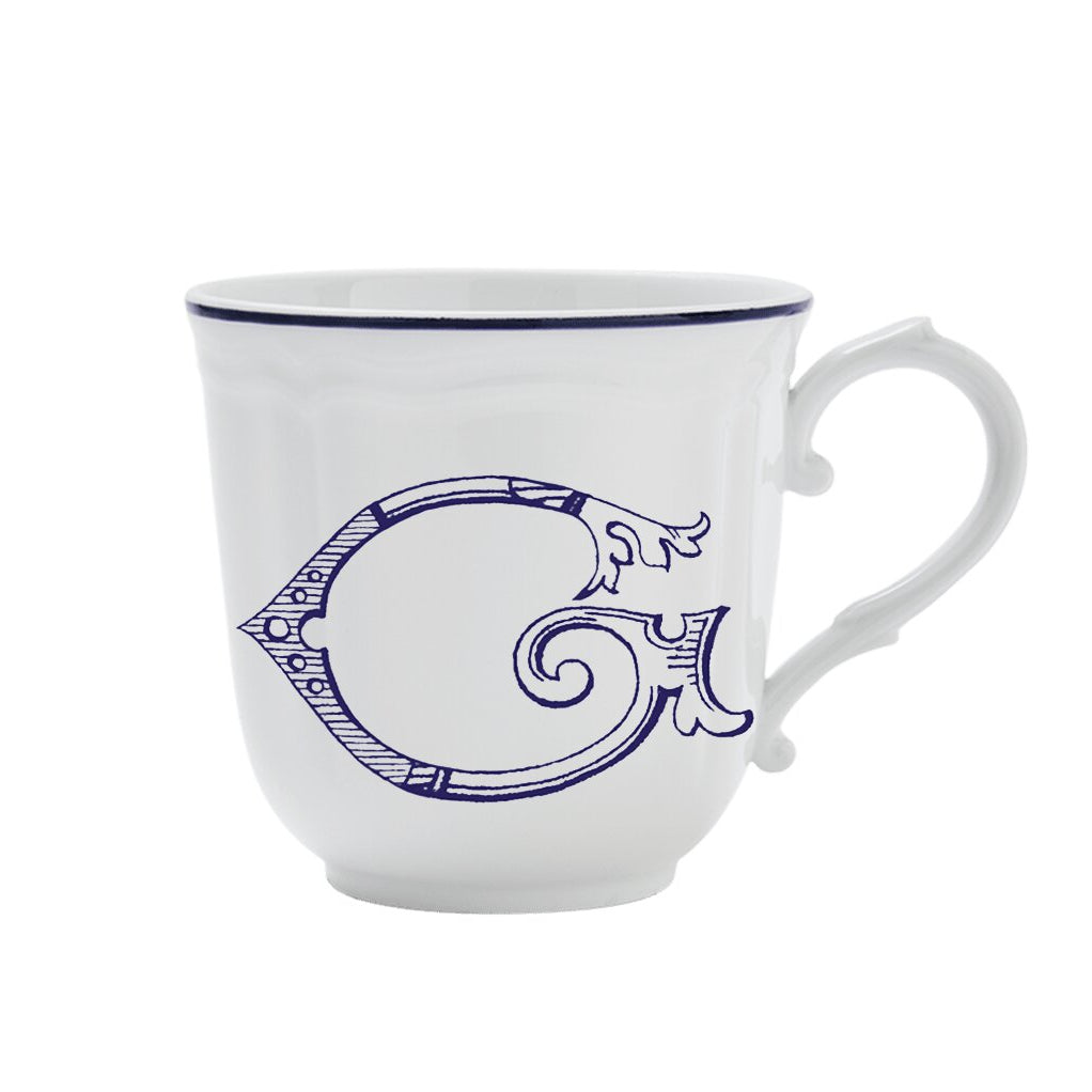 Ginori 1735 Corona Monogram Letter Mug, Blue – Letter G