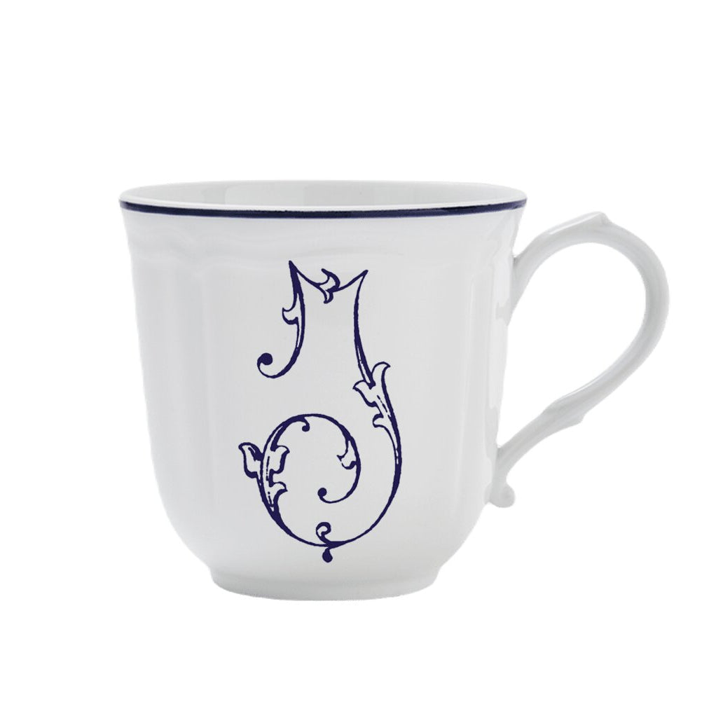 Ginori 1735 Corona Monogram Letter Mug, Blue – Letter I