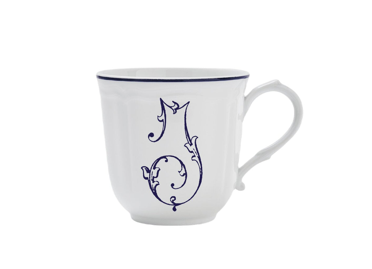 Ginori 1735 Corona Monogram Letter Mug, Blue – Letter I