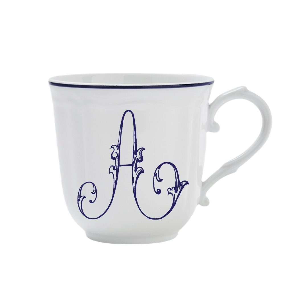 Ginori 1735 Corona Monogram Letter Mug, Blue – Letter A