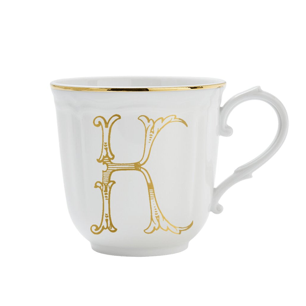 Ginori 1735 Corona Monogram Letter Mug, Gold – Letter K