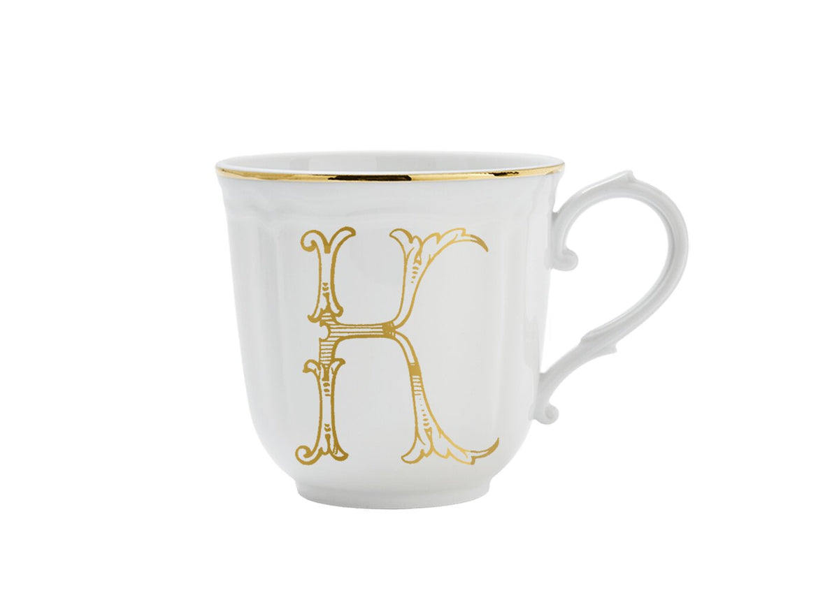 Ginori 1735 Corona Monogram Letter Mug, Gold – Letter K