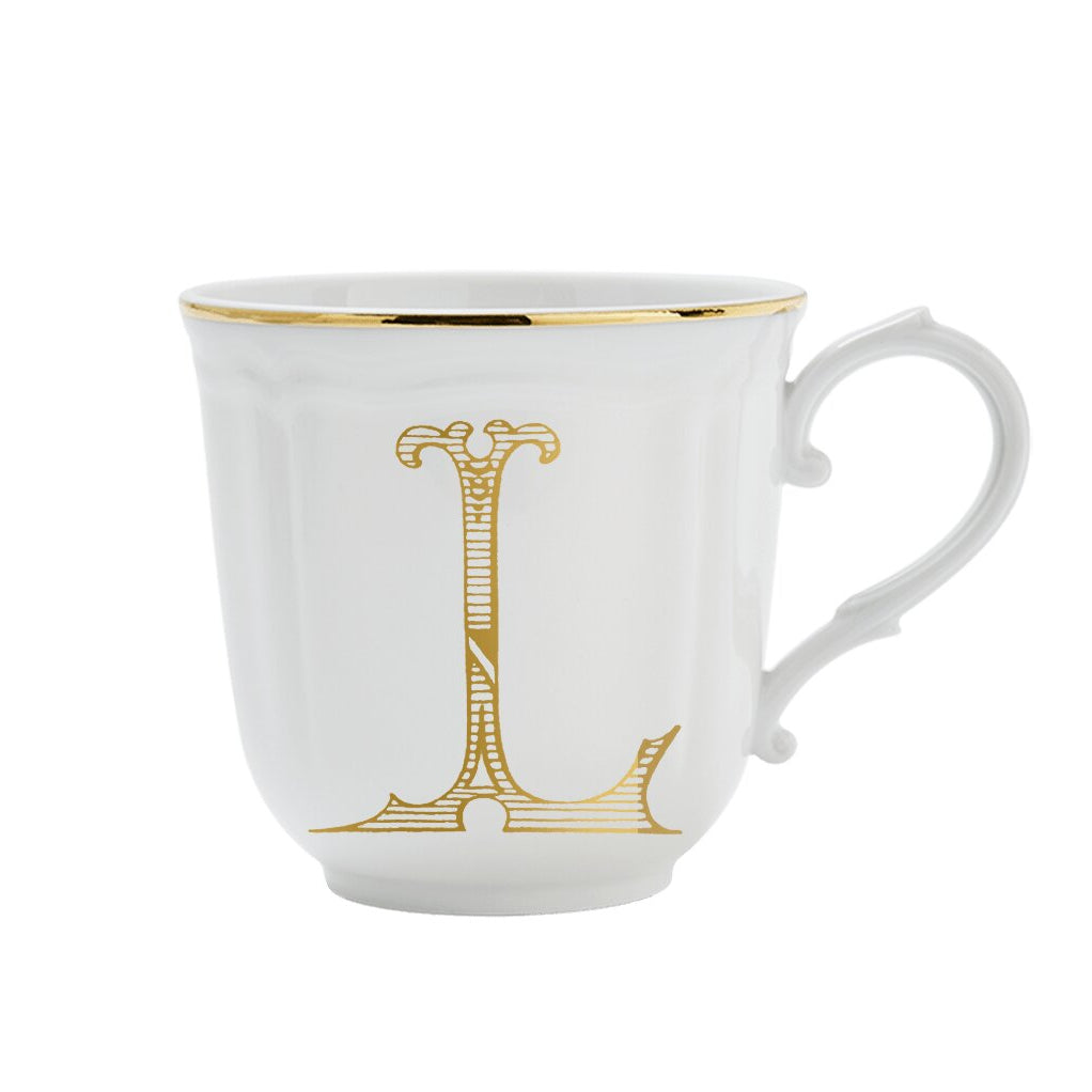 Ginori 1735 Corona Monogram Letter Mug, Gold – Letter L