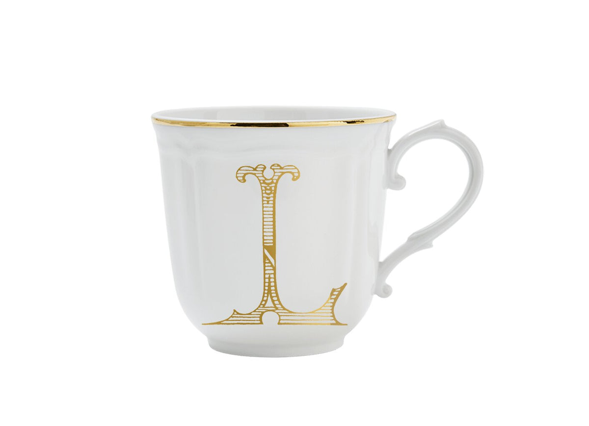 Ginori 1735 Corona Monogram Letter Mug, Gold – Letter L