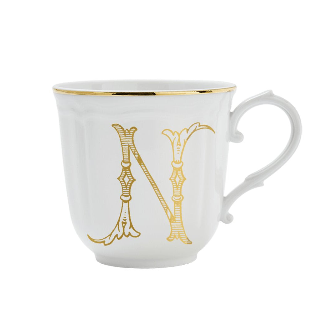 Ginori 1735 Corona Monogram Letter Mug, Gold – Letter N