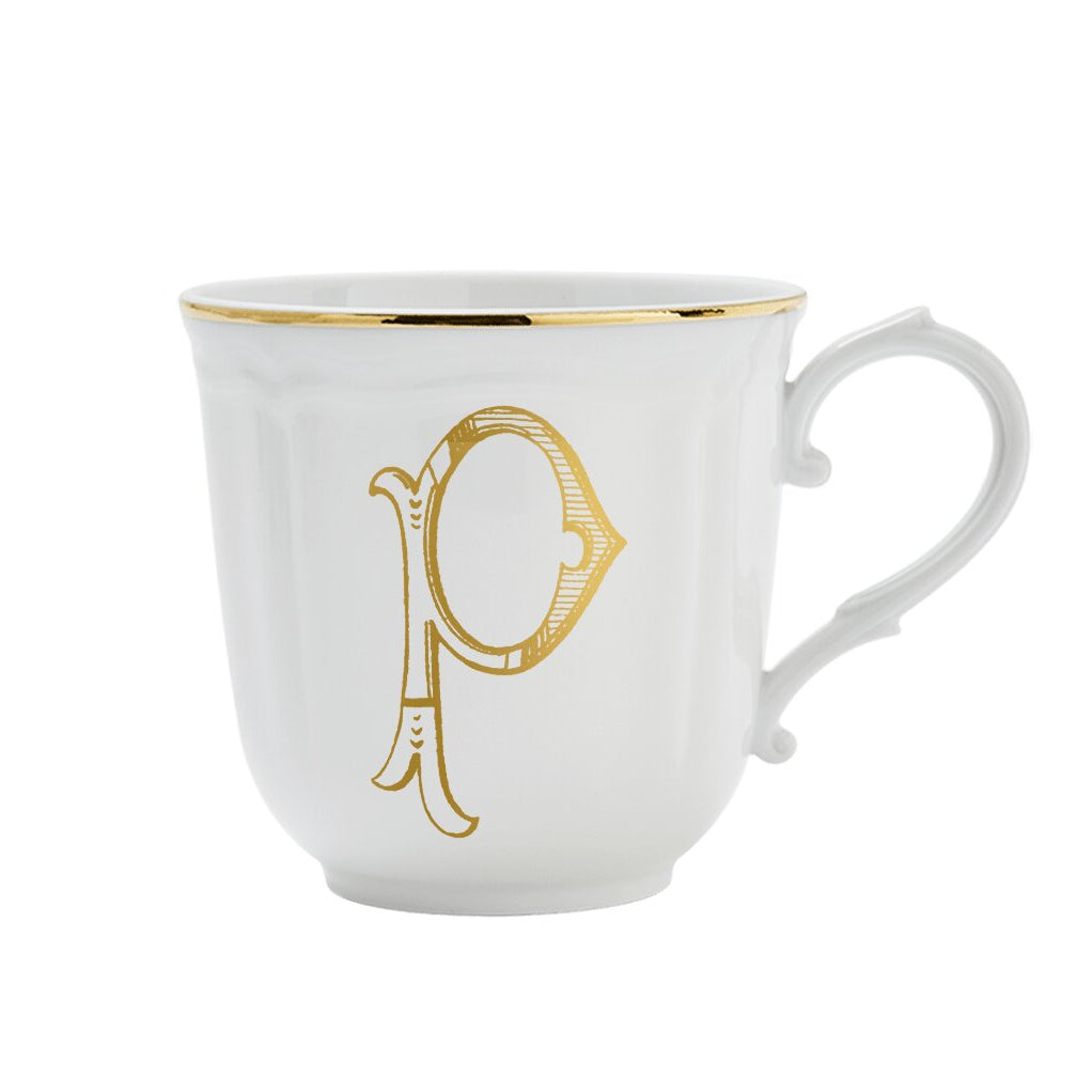Ginori 1735 Corona Monogram Letter Mug, Gold – Letter P