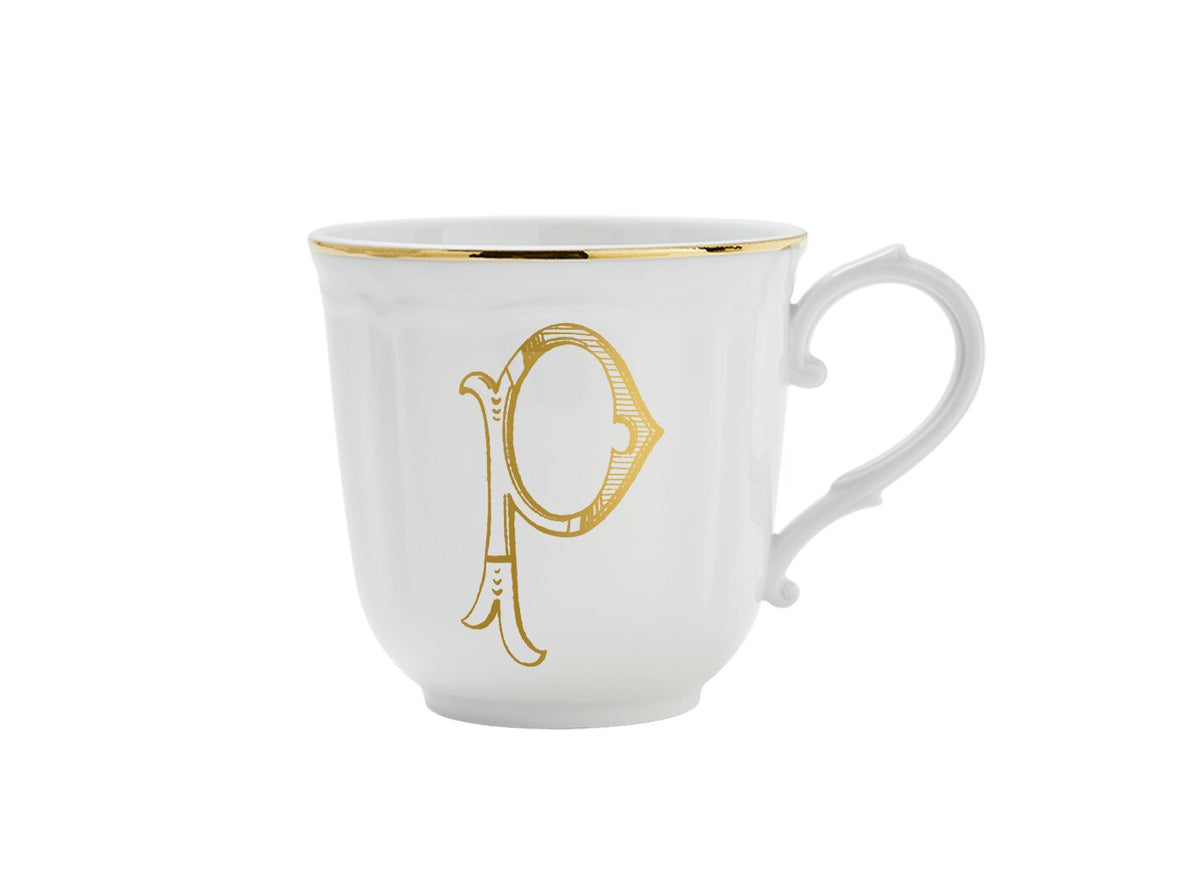 Ginori 1735 Corona Monogram Letter Mug, Gold – Letter P