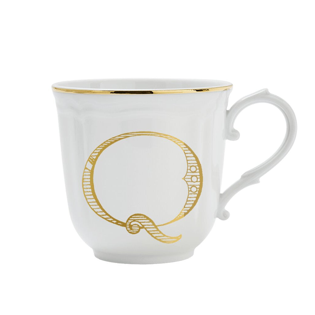 Ginori 1735 Corona Monogram Letter Mug, Gold – Letter Q