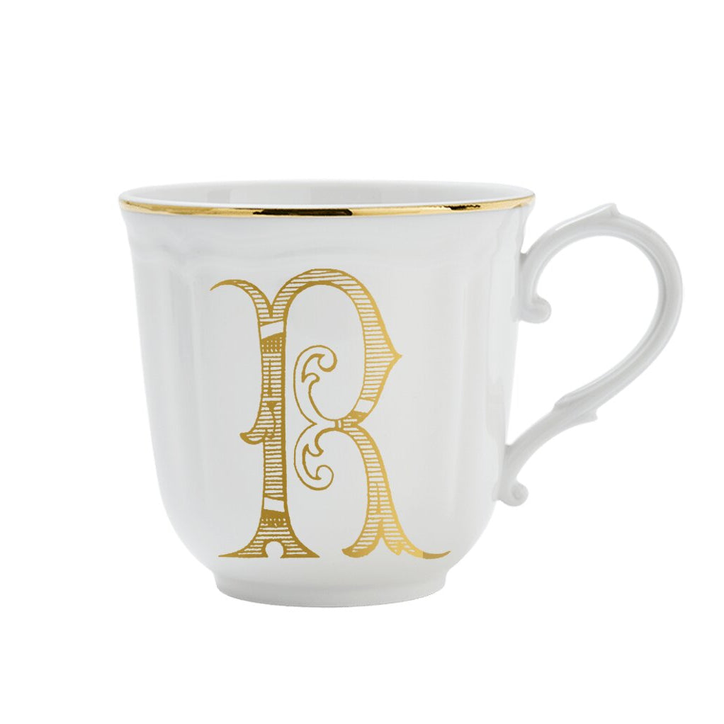 Ginori 1735 Corona Monogram Letter Mug, Gold – Letter R