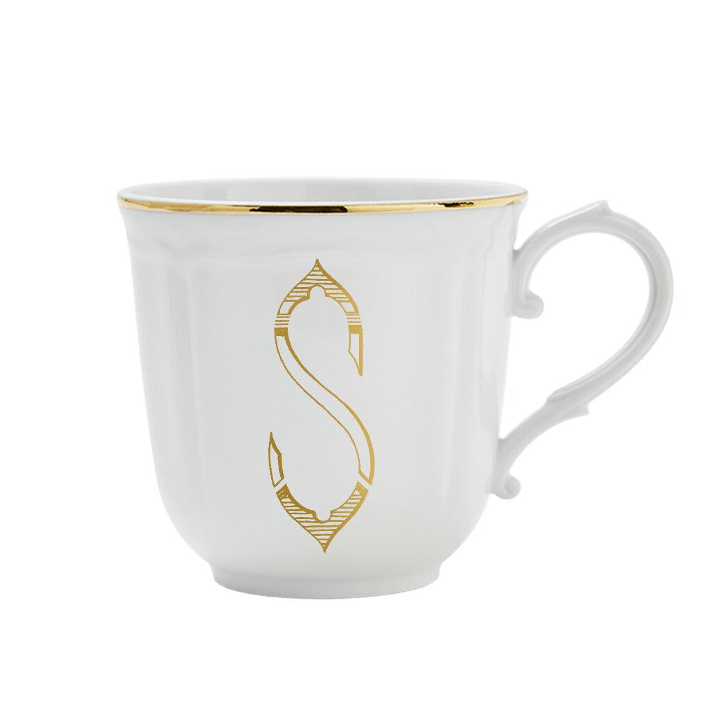 Ginori 1735 Corona Monogram Letter Mug, Gold – Letter S