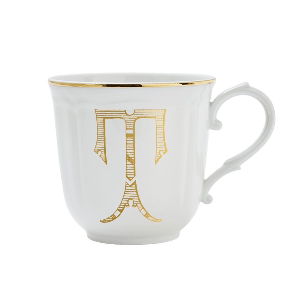 Ginori 1735 Corona Monogram Letter Mug, Gold – Letter T
