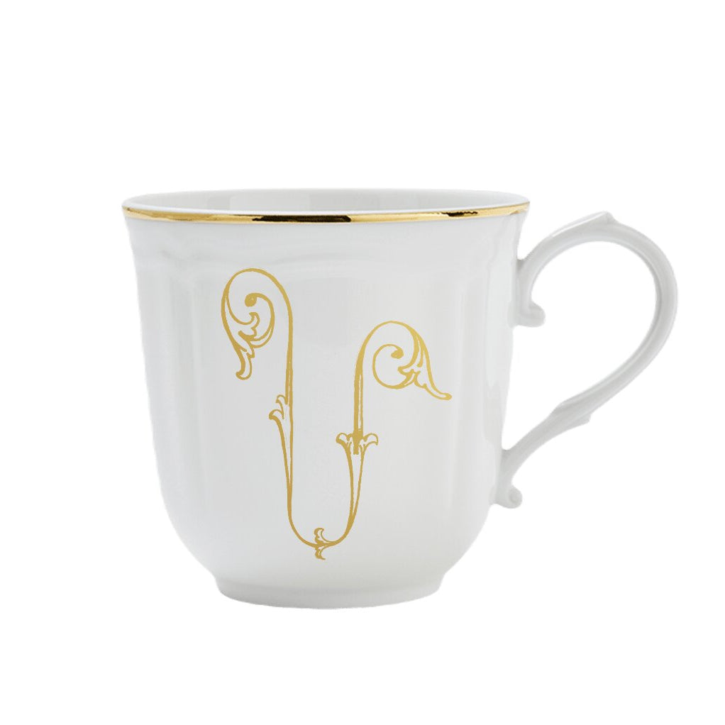 Ginori 1735 Corona Monogram Letter Mug, Gold – Letter U