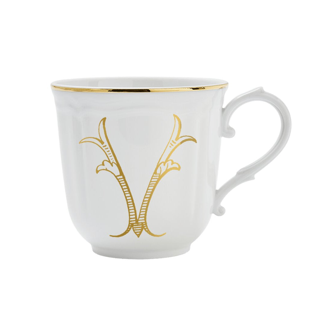 Ginori 1735 Corona Monogram Letter Mug, Gold – Letter V