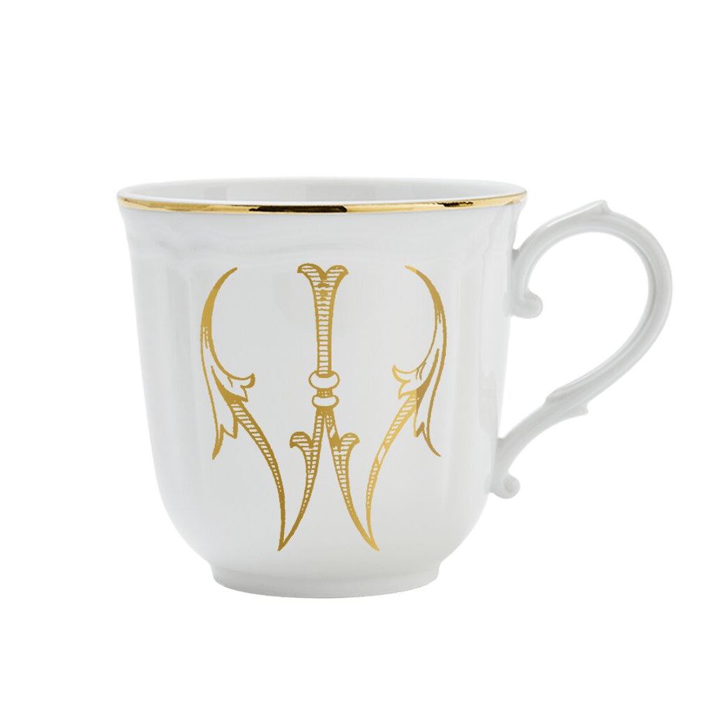 Ginori 1735 Corona Monogram Letter Mug, Gold – Letter W