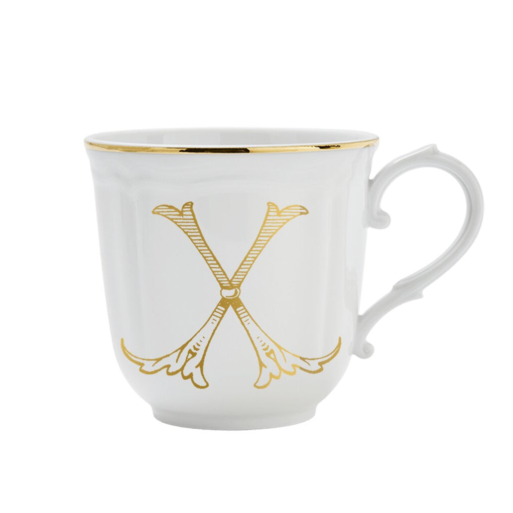Ginori 1735 Corona Monogram Letter Mug, Gold – Letter X