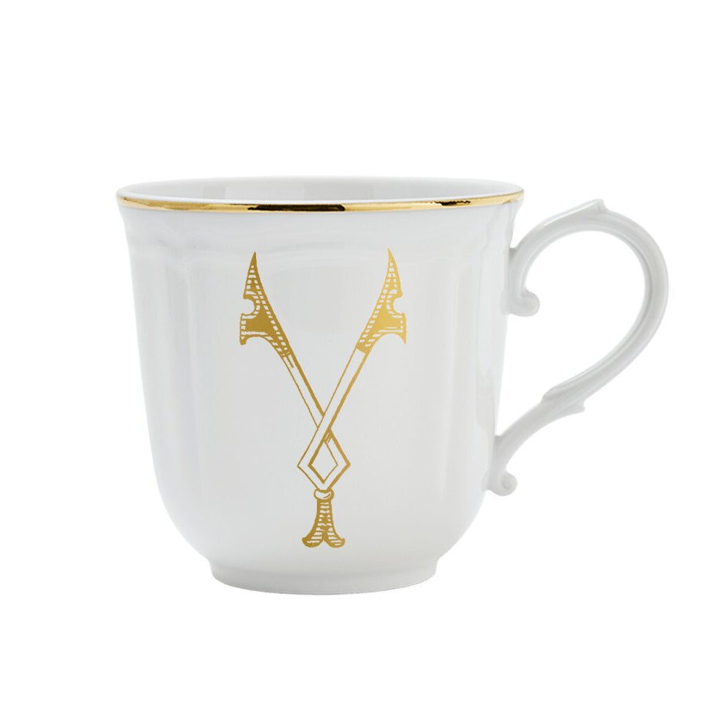 Ginori 1735 Corona Monogram Letter Mug, Gold – Letter Y
