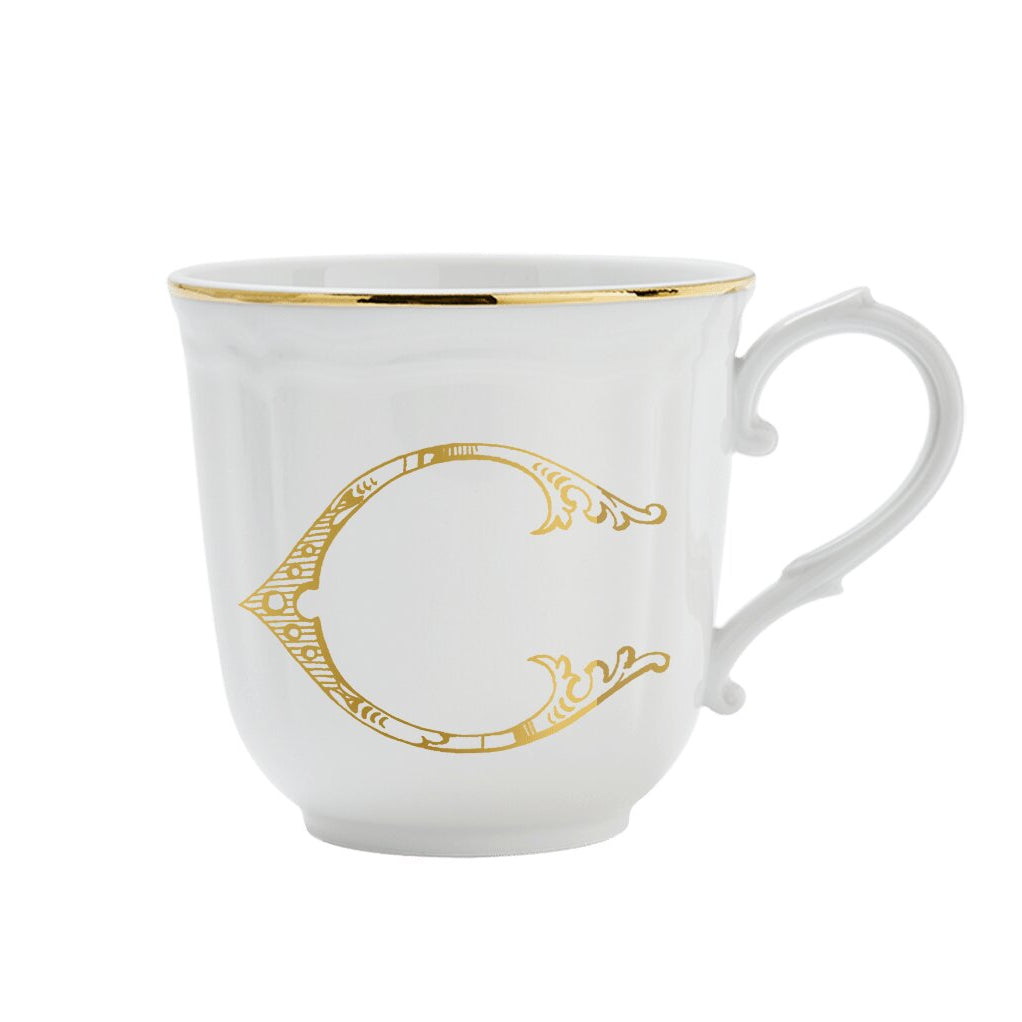 Ginori 1735 Corona Monogram Letter Mug, Gold – Letter C
