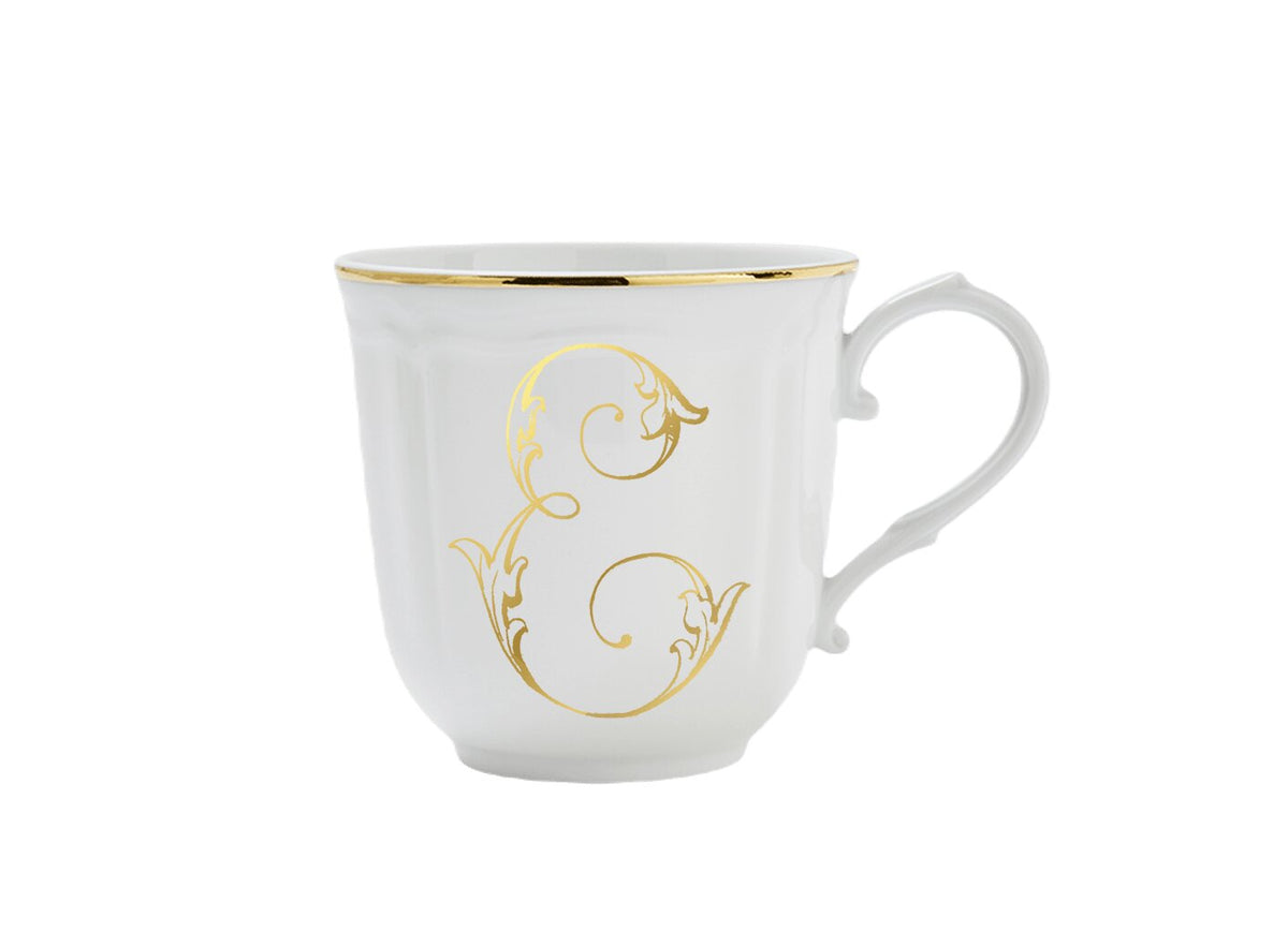 Ginori 1735 Corona Monogram Letter Mug, Gold – Letter E
