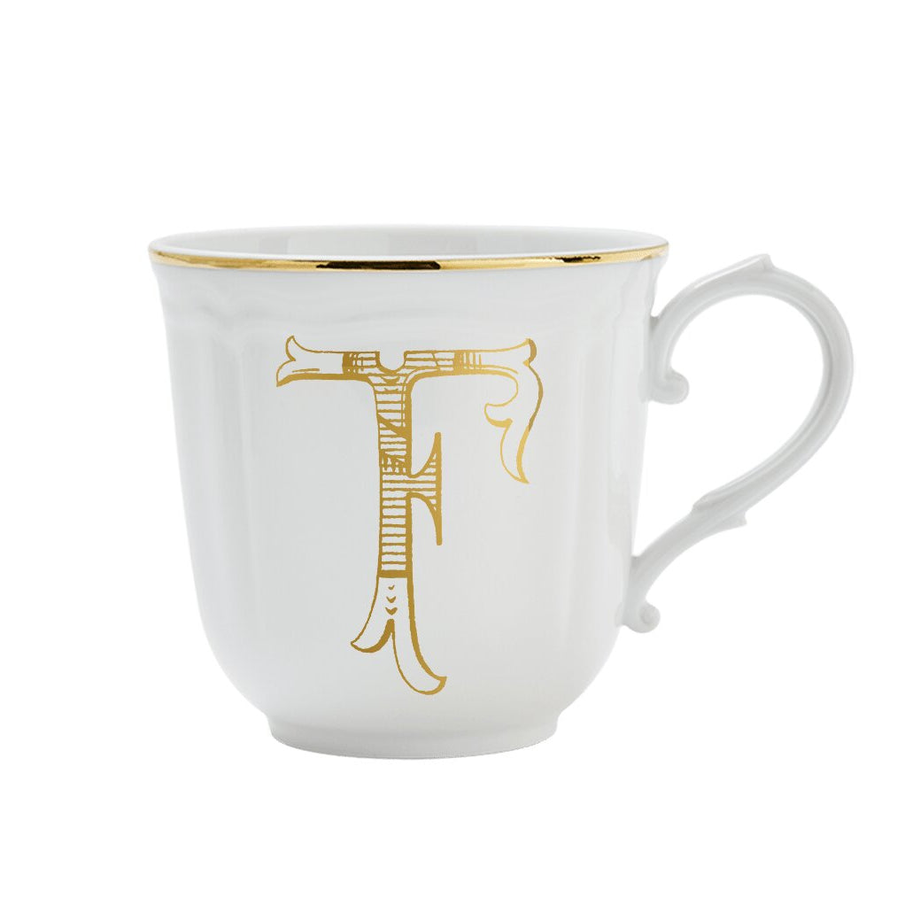 Ginori 1735 Corona Monogram Letter Mug, Gold – Letter F
