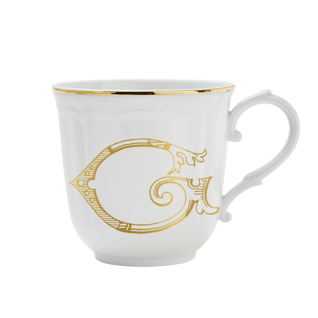 Ginori 1735 Corona Monogram Letter Mug, Gold – Letter G
