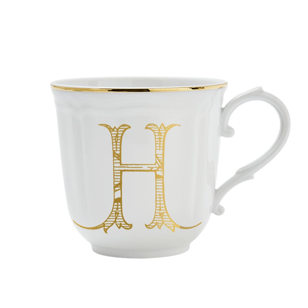 Ginori 1735 Corona Monogram Letter Mug, Gold – Letter H