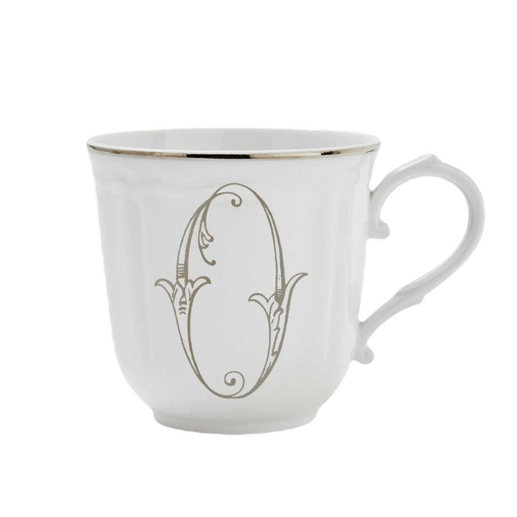 Ginori 1735 Corona Monogram Letter Mug, Platinum – Letter O