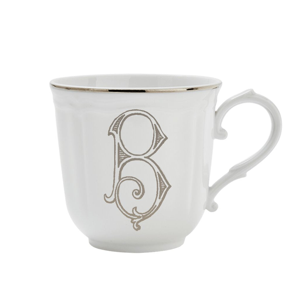 Ginori 1735 Corona Monogram Letter Mug, Platinum – Letter B