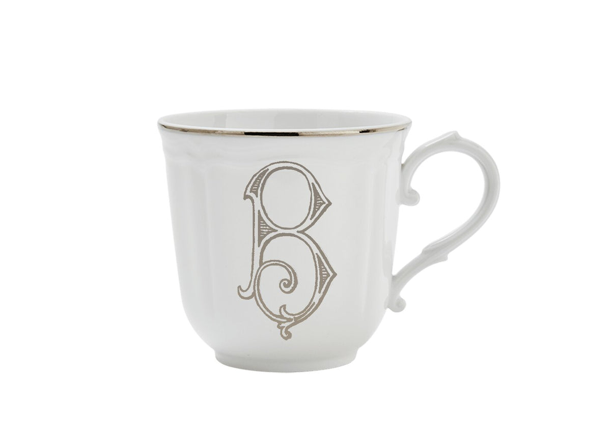 Ginori 1735 Corona Monogram Letter Mug, Platinum – Letter B