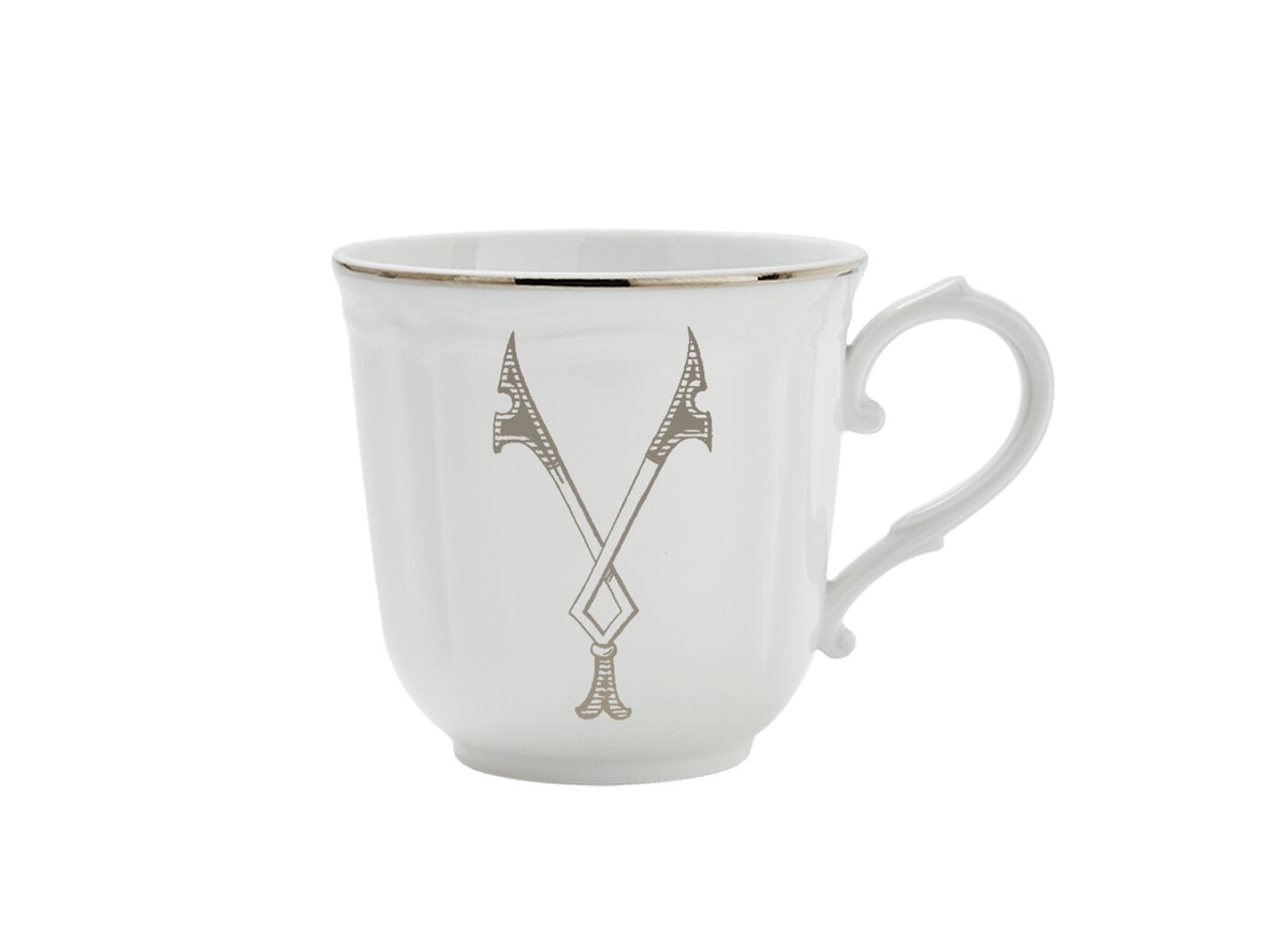 Ginori 1735 Corona Monogram Letter Mug, Platinum – Letter Y