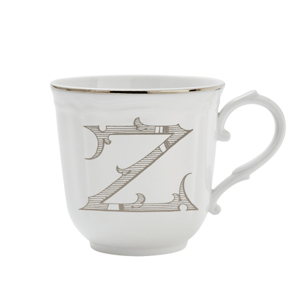 Ginori 1735 Corona Monogram Letter Mug, Platinum – Letter Z