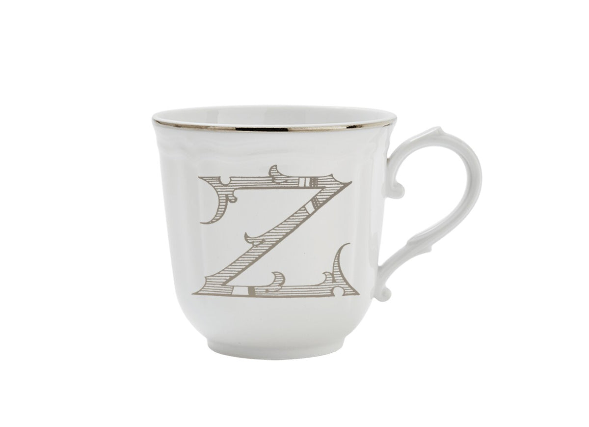 Ginori 1735 Corona Monogram Letter Mug, Platinum – Letter Z
