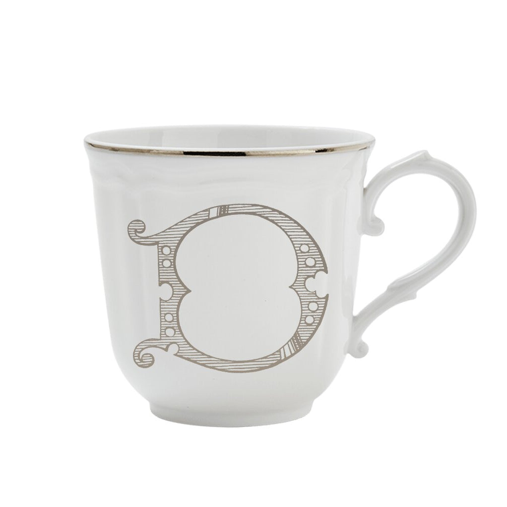 Ginori 1735 Corona Monogram Letter Mug, Platinum – Letter D