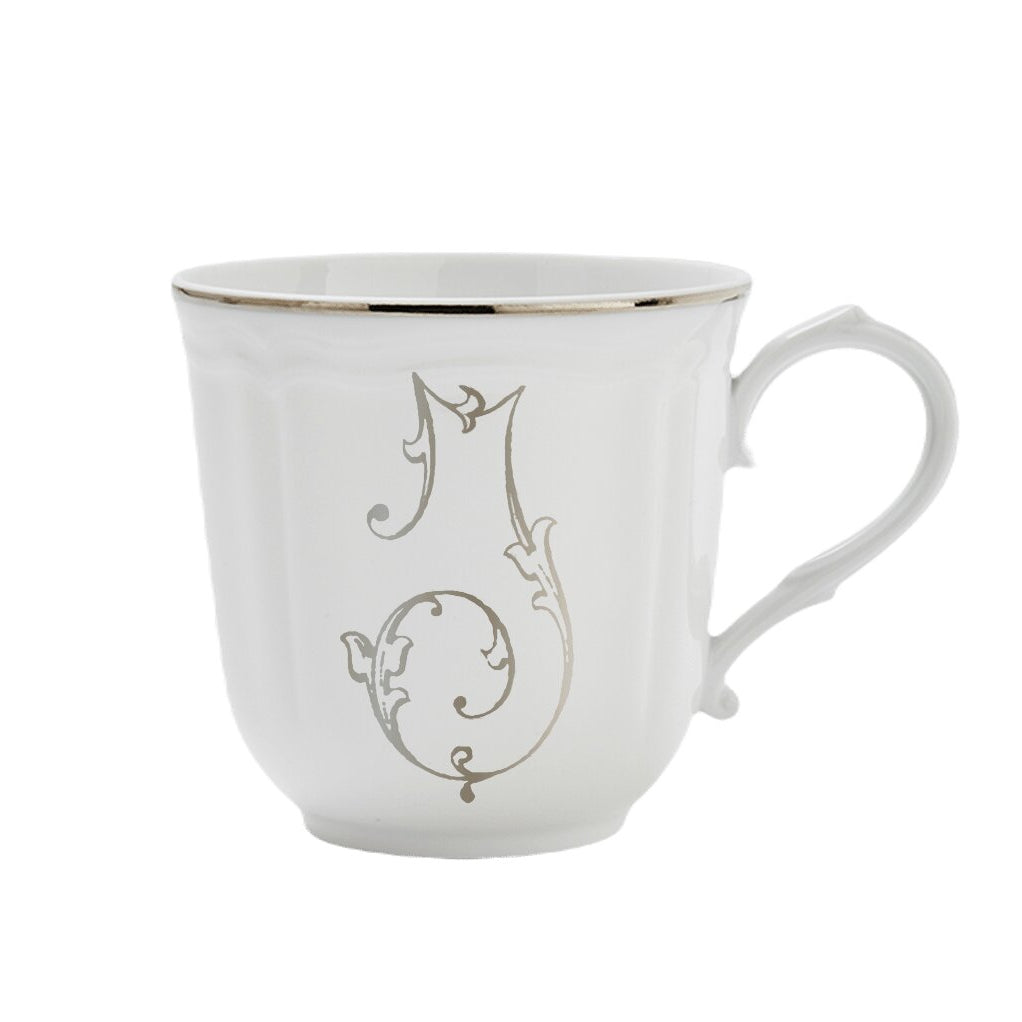 Ginori 1735 Corona Monogram Letter Mug, Platinum – Letter I