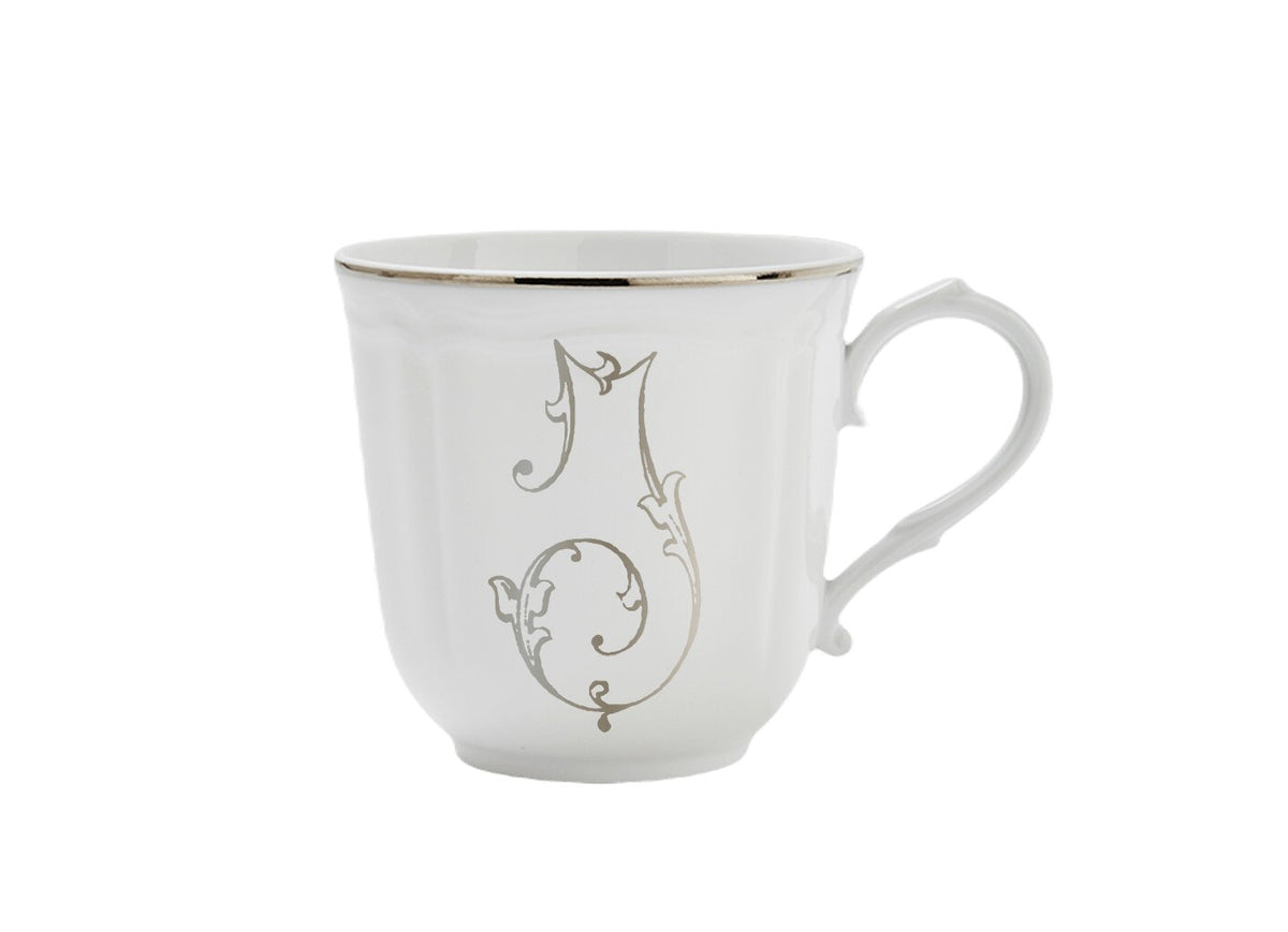 Ginori 1735 Corona Monogram Letter Mug, Platinum – Letter I