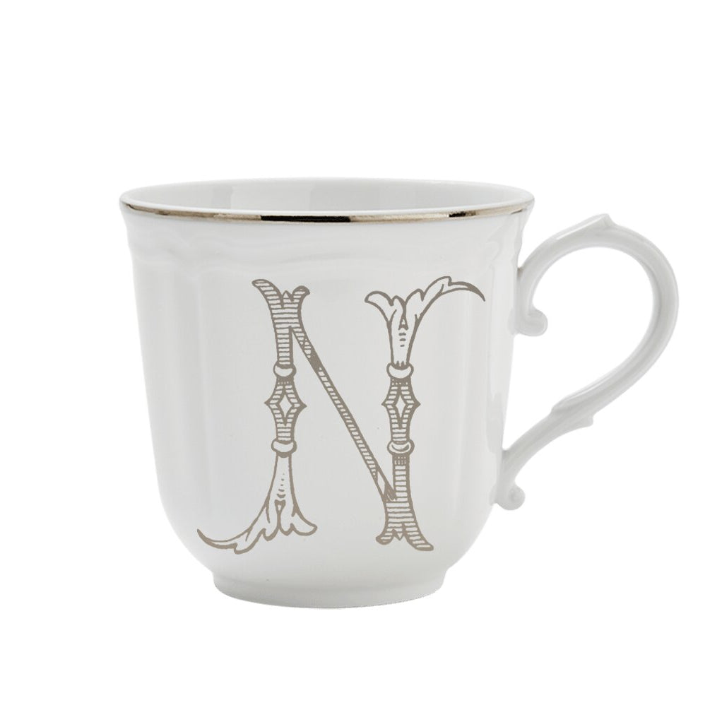 Ginori 1735 Corona Monogram Letter O Mug, Platinum