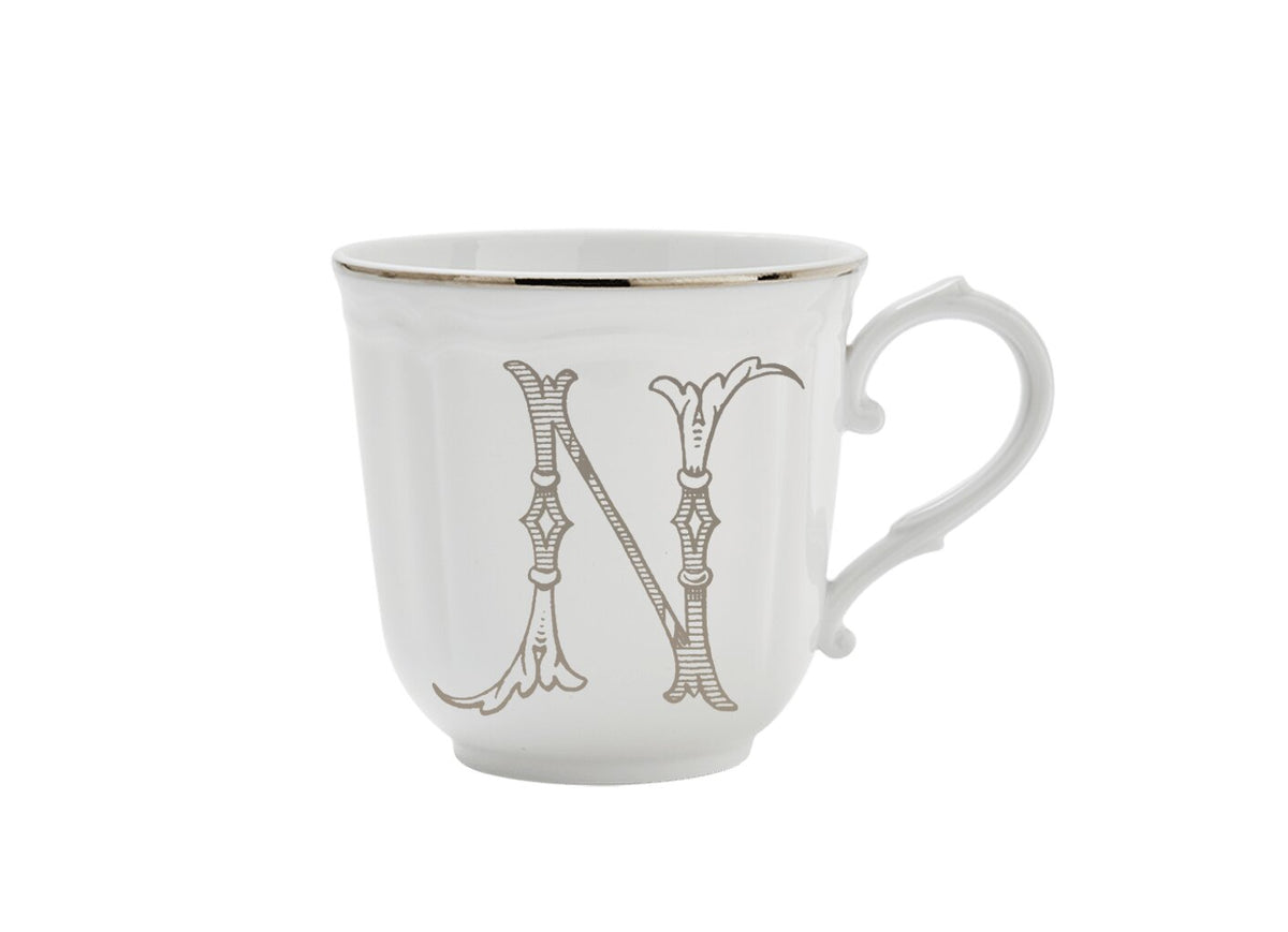 Ginori 1735 Corona Monogram Letter O Mug, Platinum