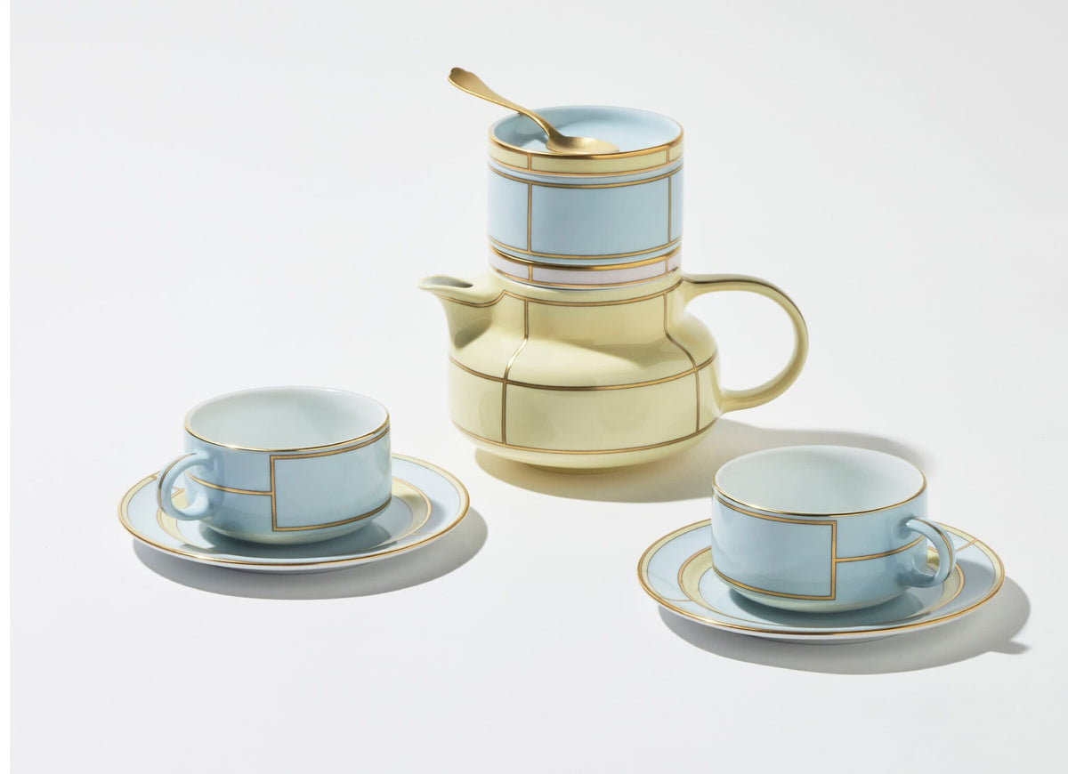 Ginori 1735 Diva Tea Set for Two, Light Blue, view 4