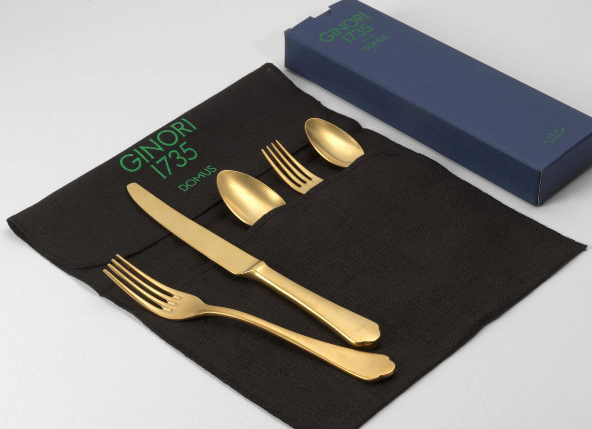 Ginori 1735 Flora 5-Piece Cutlery Set, Vintage Gold, view 2
