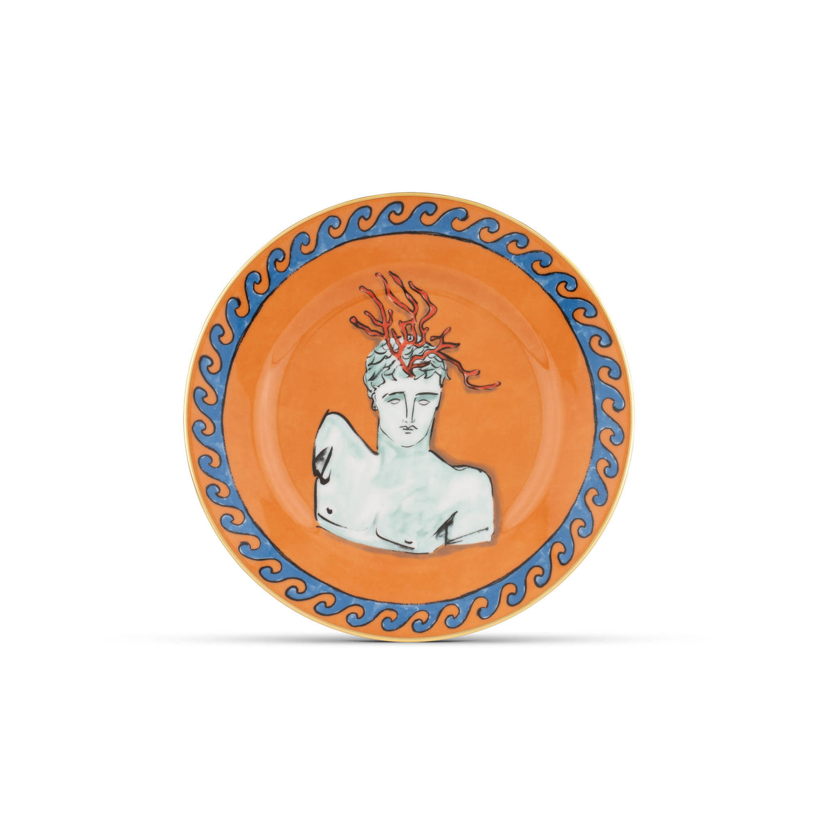 Ginori 1735 Il Viaggio di Nettuno Dessert Plate, Rock Orange