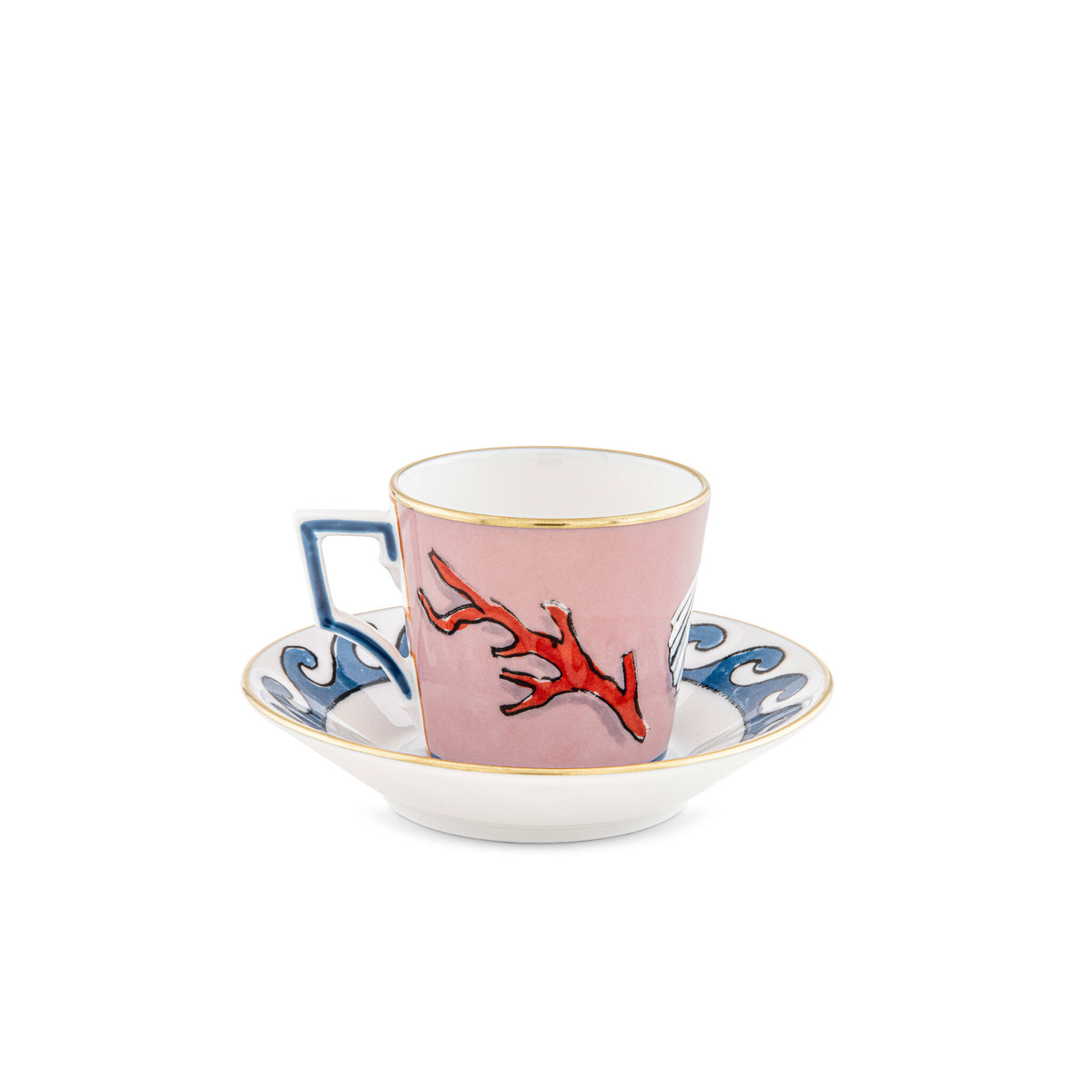 Ginori 1735 Il Viaggio di Nettuno Espresso Set for Two, Pink, view 2
