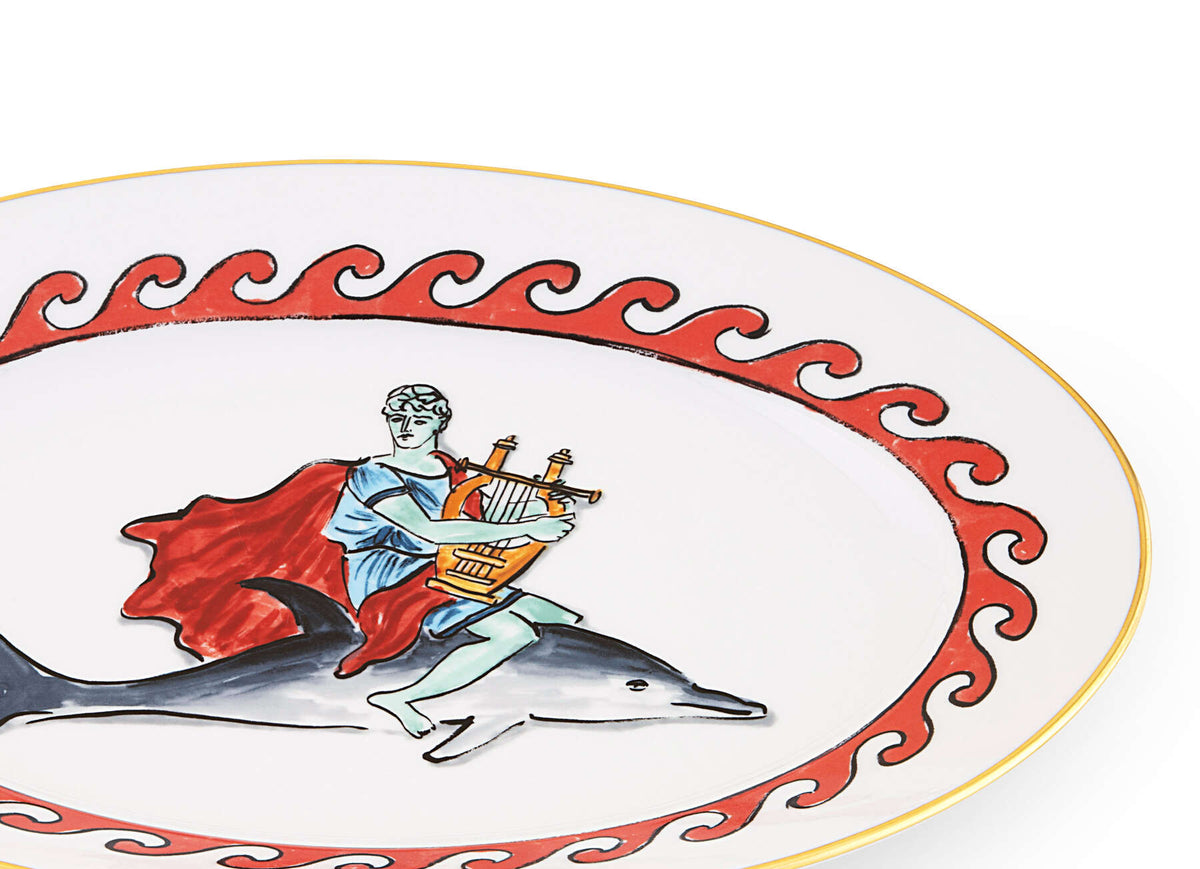 Ginori 1735 Il Viaggio di Nettuno Large Oval Platter, Dolphin White, view 3