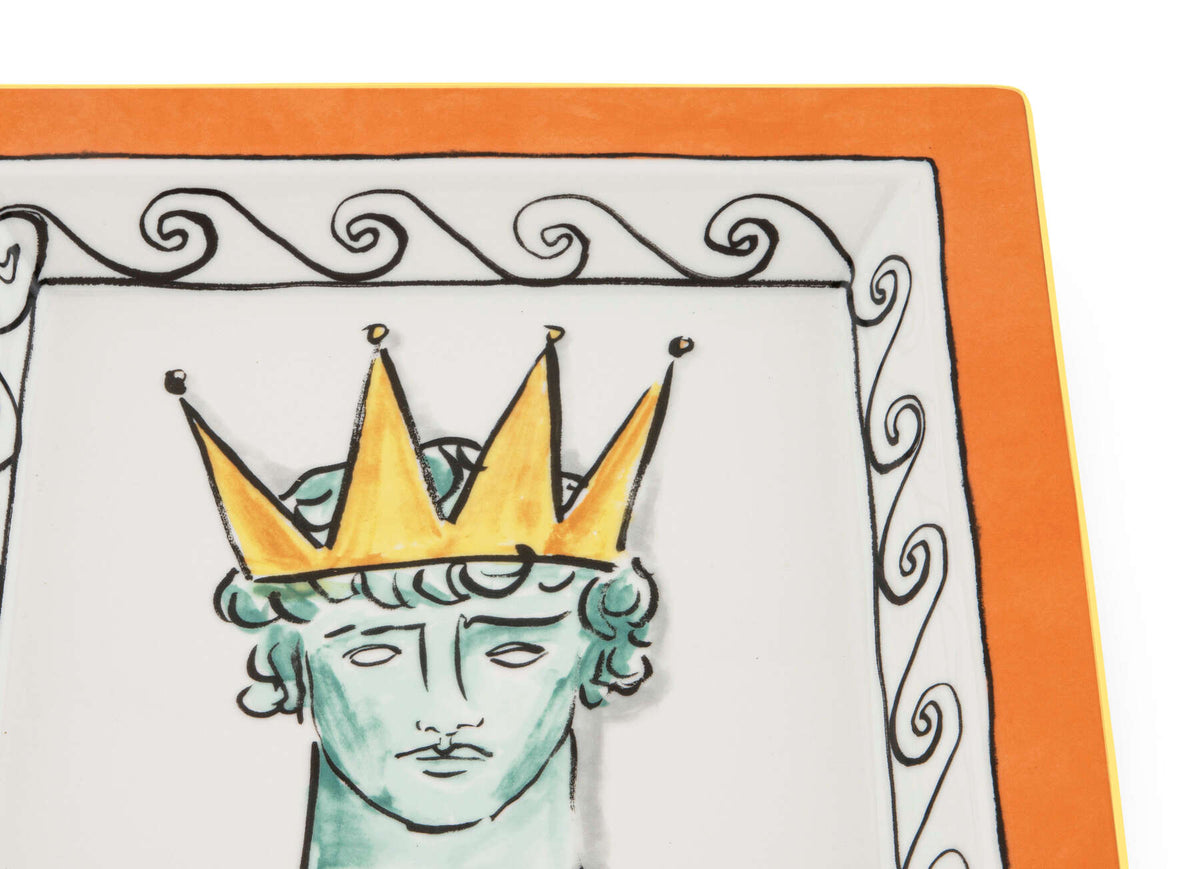 Ginori 1735 Il Viaggio di Nettuno Large Square Change Tray, Rock Orange, view 3