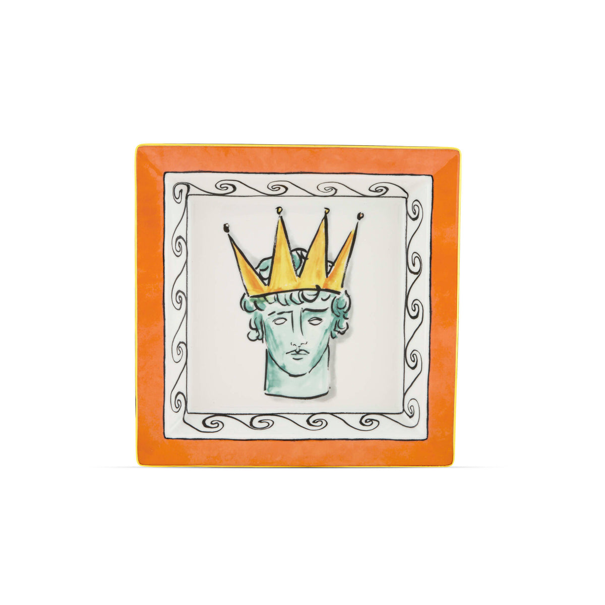 Ginori 1735 Il Viaggio di Nettuno Large Square Change Tray, Rock Orange
