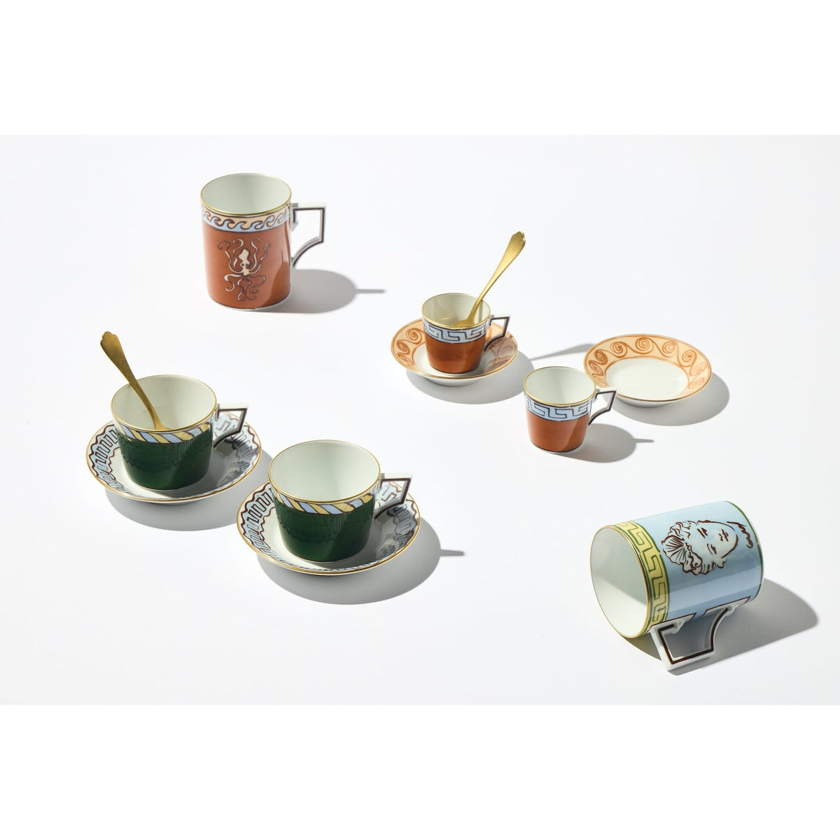 Ginori 1735 Il Viaggio di Nettuno Tea Set for Two, Pine Green, view 6