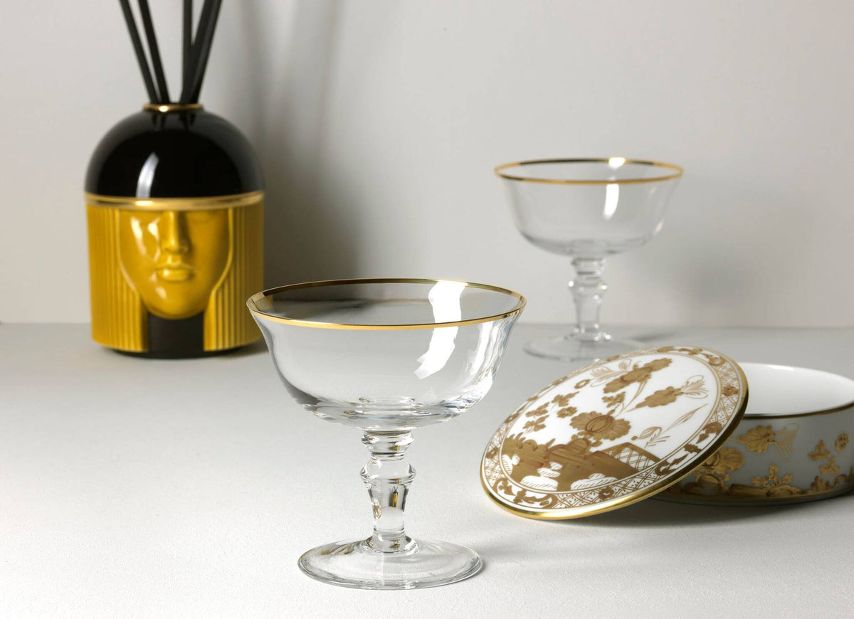 Ginori 1735 Medici Champagne Goblets, Gold Thread, Set of 2, view 4