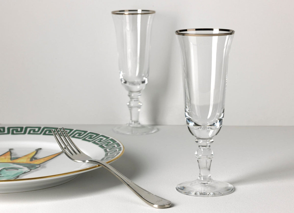 Ginori 1735 Medici Flute Goblets, Platinum Thread, Set of 2, view 4