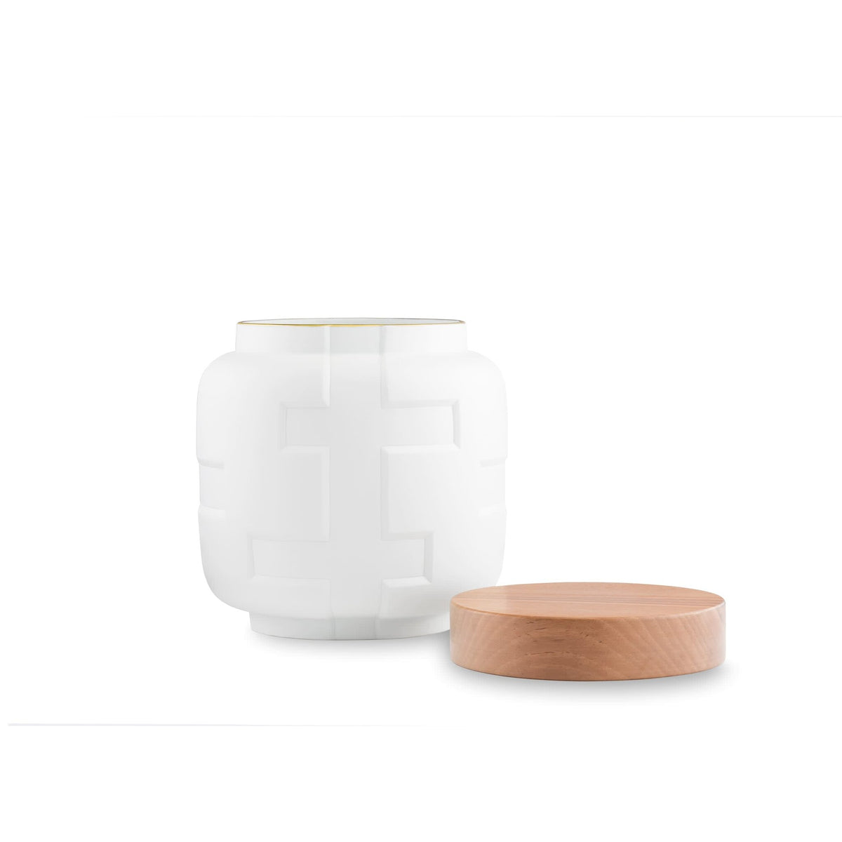 Ginori 1735 Officina Ultra Vase with Lid Junction, Overlapping Bands, view 3