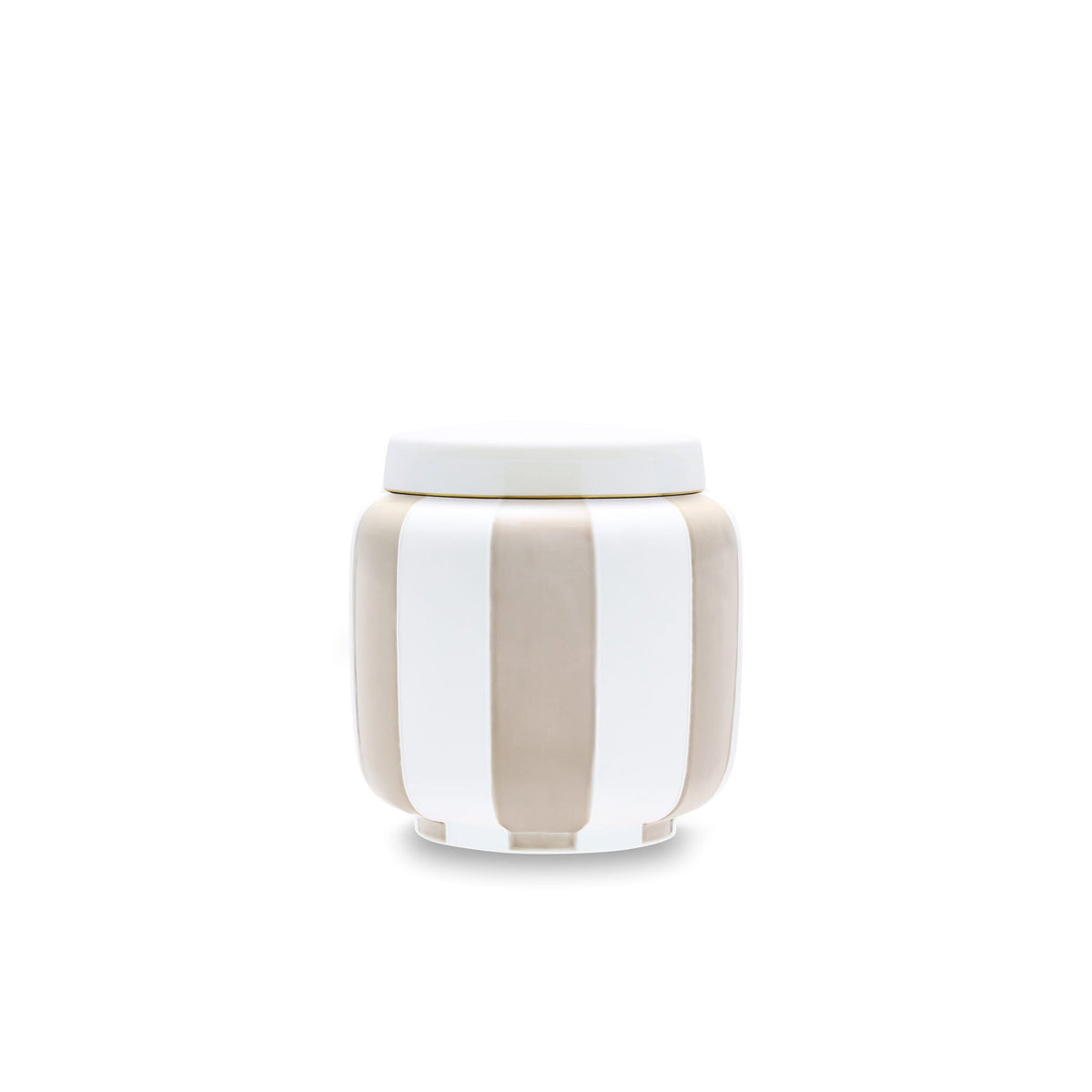 Ginori 1735 Officina Ultra Vase with Lid Stripes, Sand, view 2
