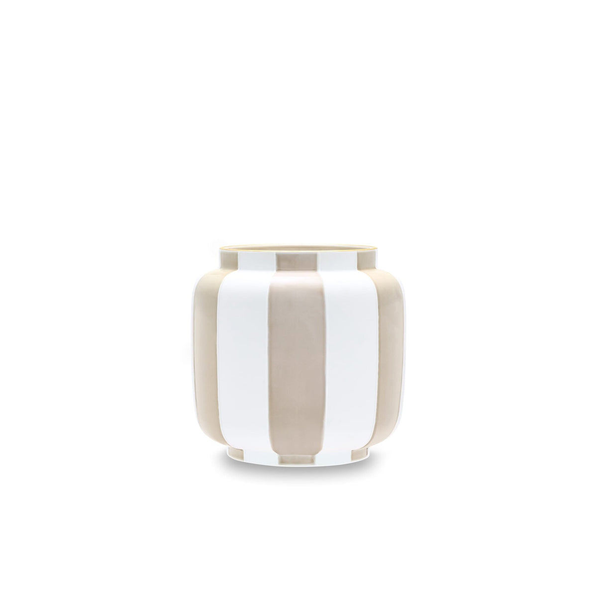 Ginori 1735 Officina Ultra Vase with Lid Stripes, Sand